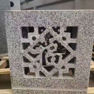丽江 芝麻白花岗岩镂空雕花灯笼